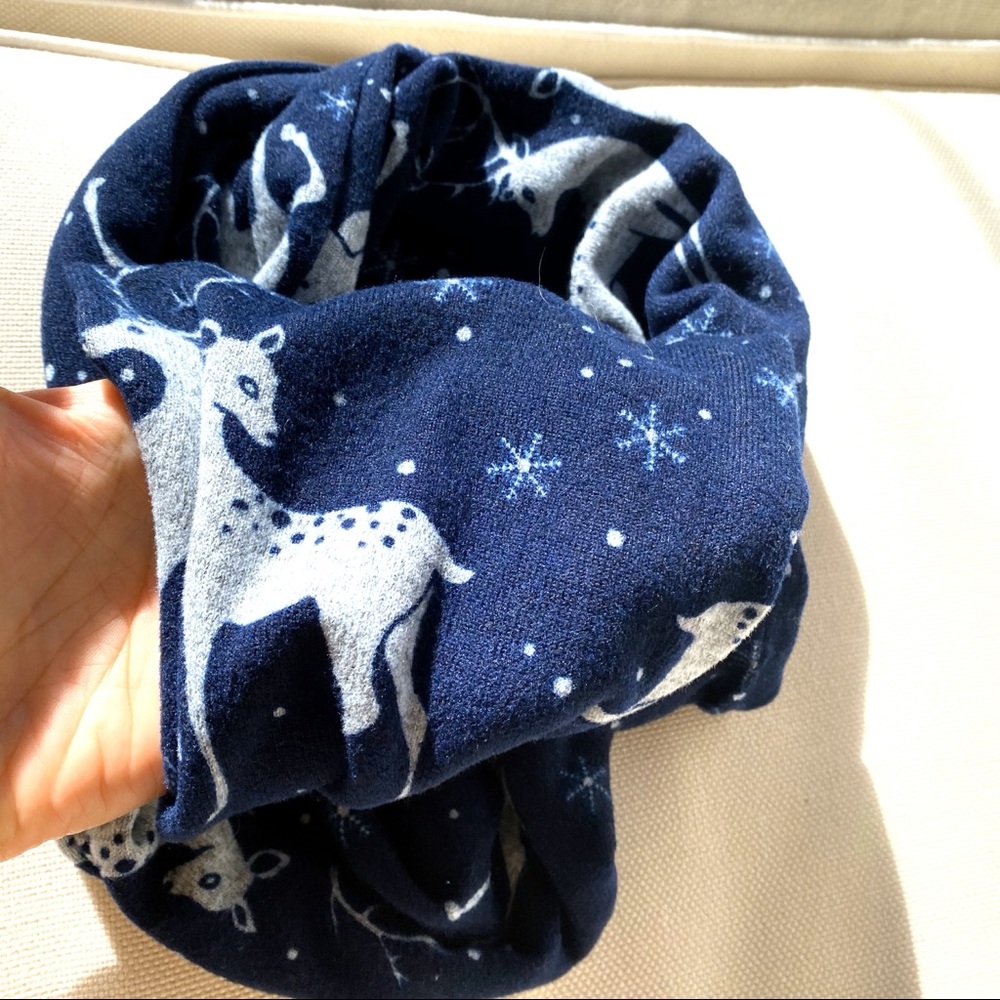 π KALEIDOSCOPE NAVY WHITE REINDEER 2-PIECE PAJAMA SCARF SET! - Picture 12 of 13